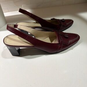 Elegant Aigner Burgundy Slingback Heels – Tassel Detail – Women’s Size 10 M
